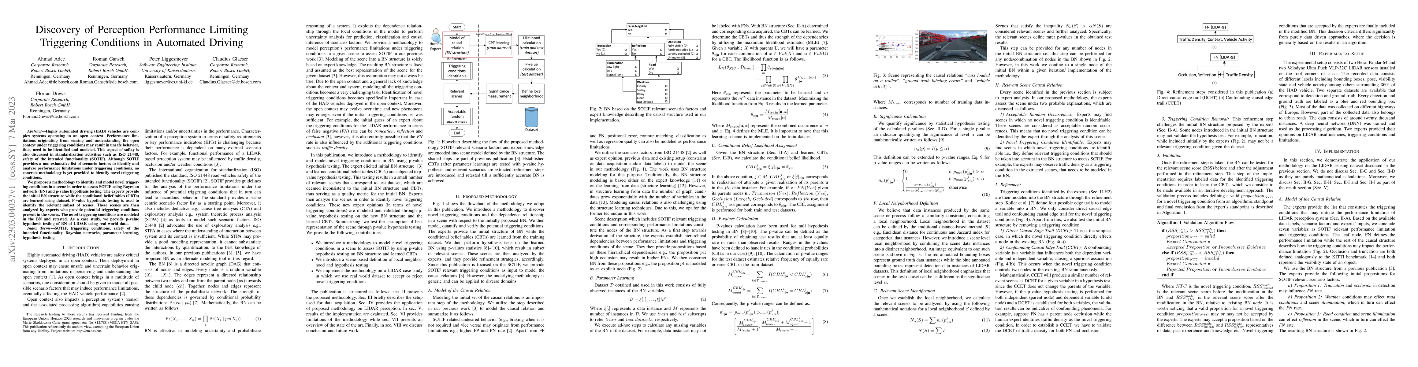 Thumbnail for Discovery of Perception Performance Limiting Triggering Conditions in
  Automated Driving