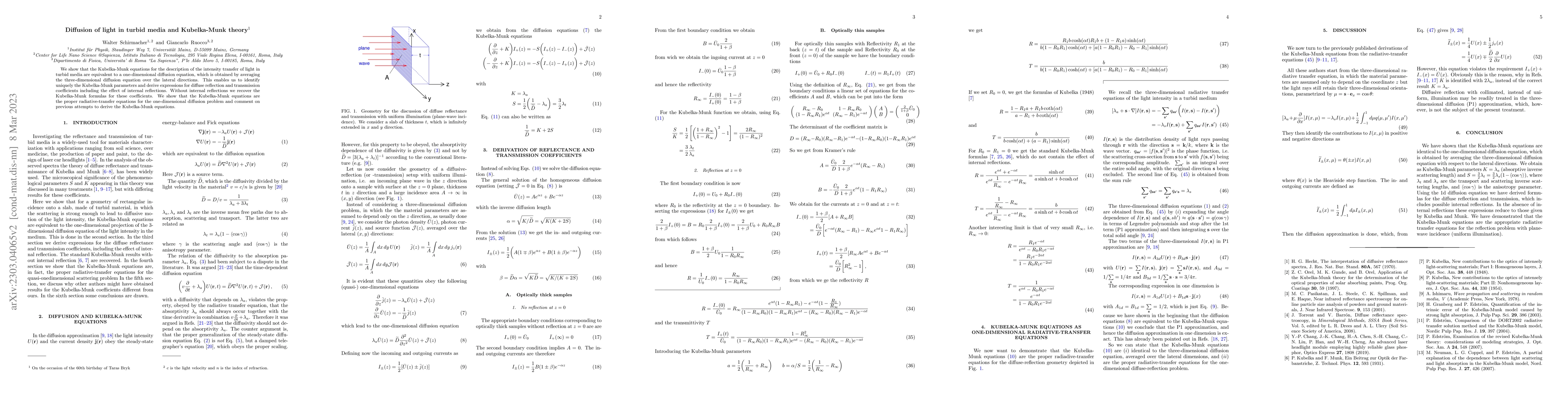 Thumbnail for Diffusion of light in turbid media and Kubelka-Munk theory