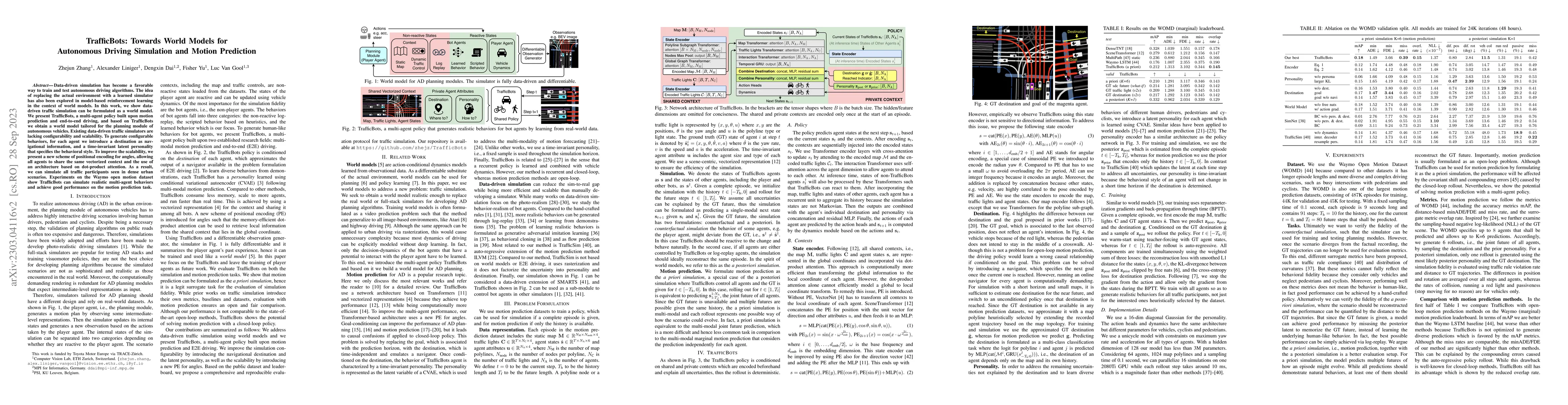 Thumbnail for TrafficBots: Towards World Models for Autonomous Driving Simulation and
  Motion Prediction