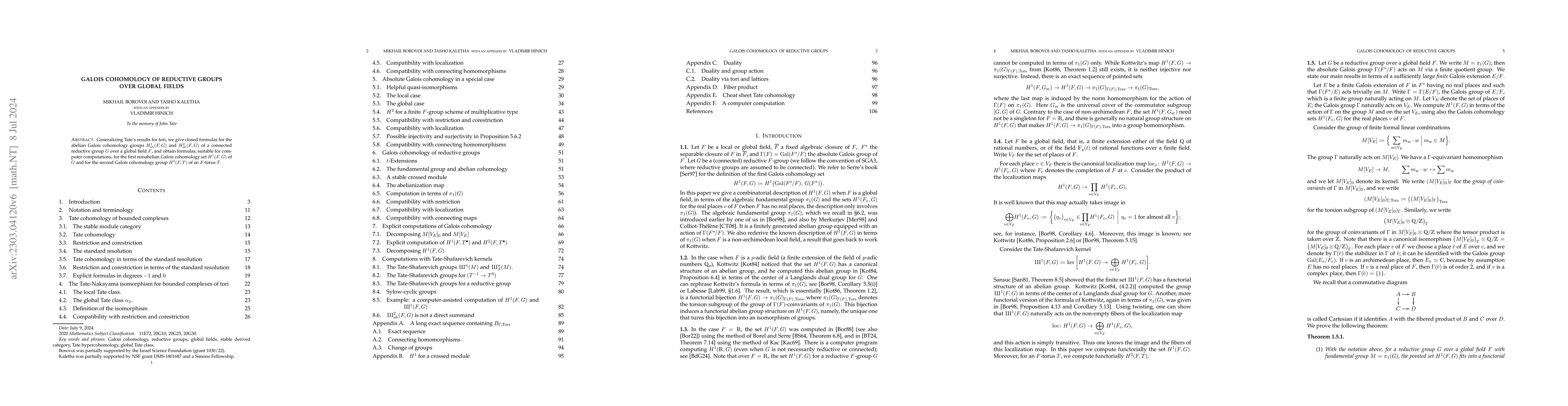 Thumbnail for Galois cohomology of reductive groups over global fields