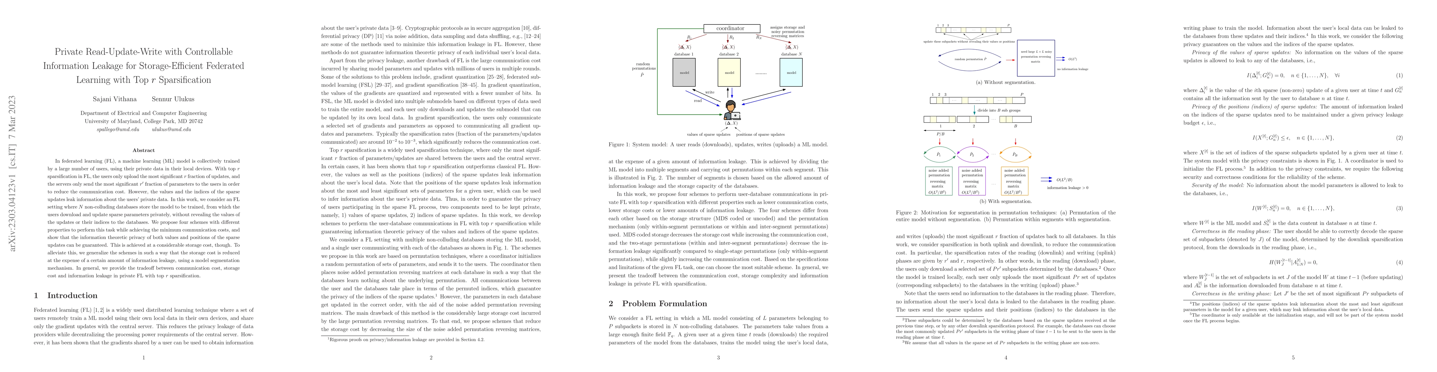 Thumbnail for Private Read-Update-Write with Controllable Information Leakage for
  Storage-Efficient Federated Learning with Top $r$ Sparsification