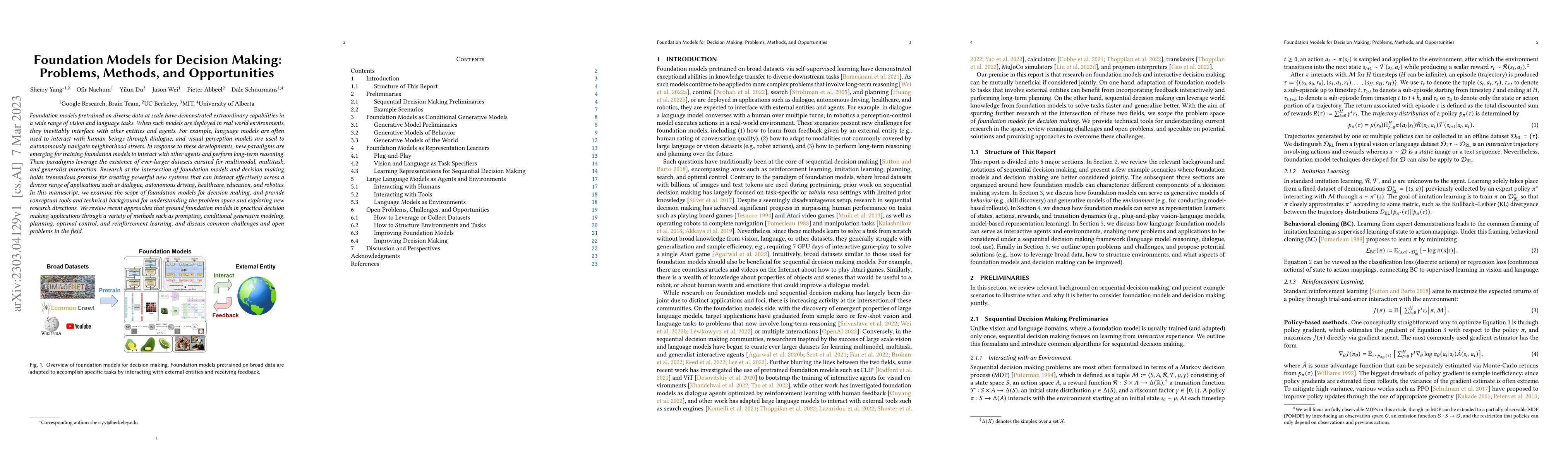 Thumbnail for Foundation Models for Decision Making: Problems, Methods, and
  Opportunities