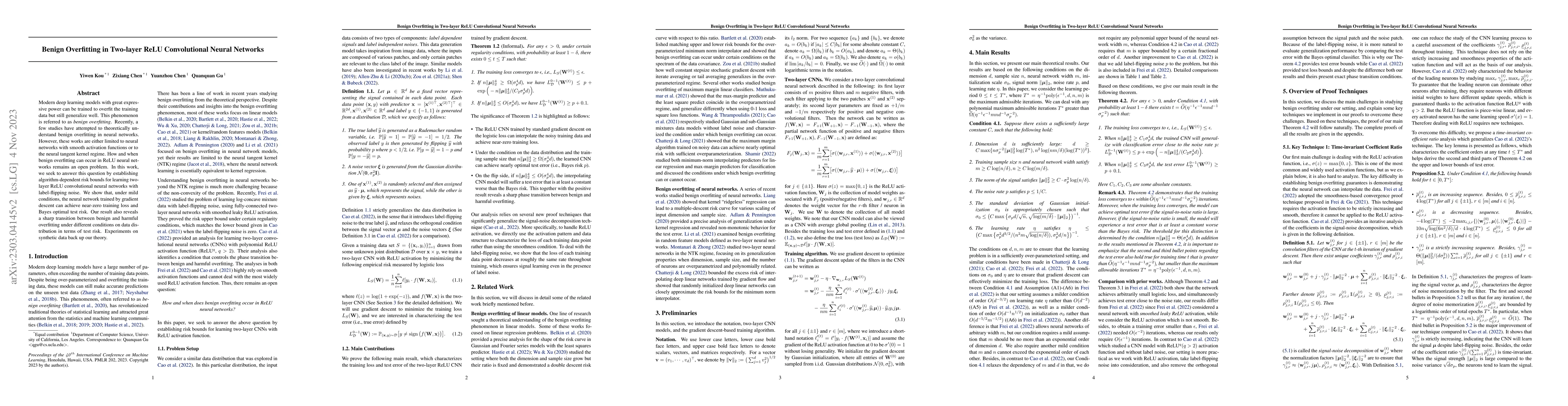 Thumbnail for Benign Overfitting for Two-layer ReLU Convolutional Neural Networks