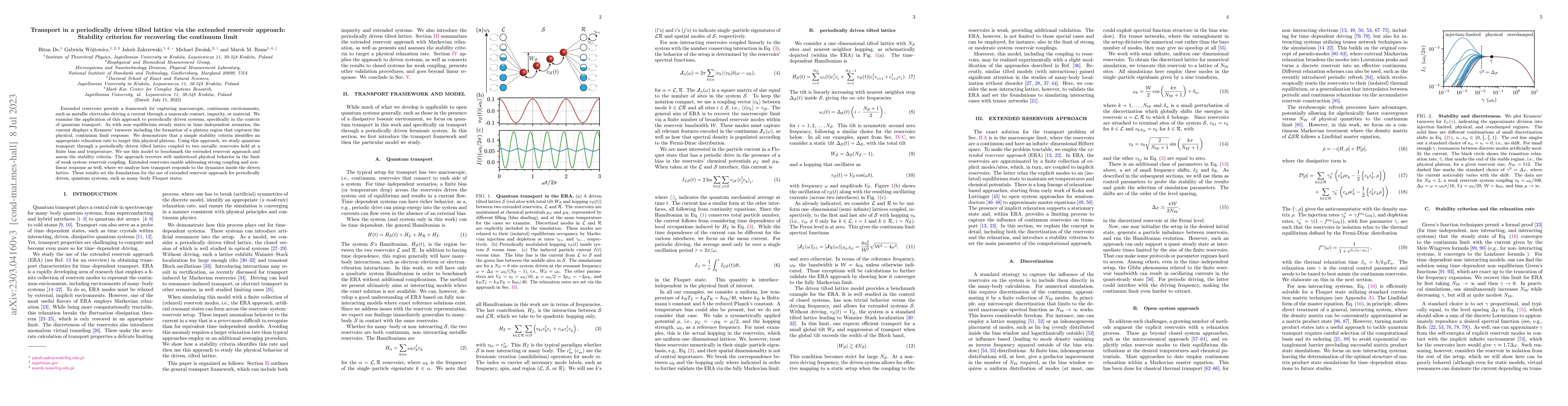 Thumbnail for Transport in a periodically driven tilted lattice via the extended
  reservoir approach: Stability criterion for recovering the continuum limit