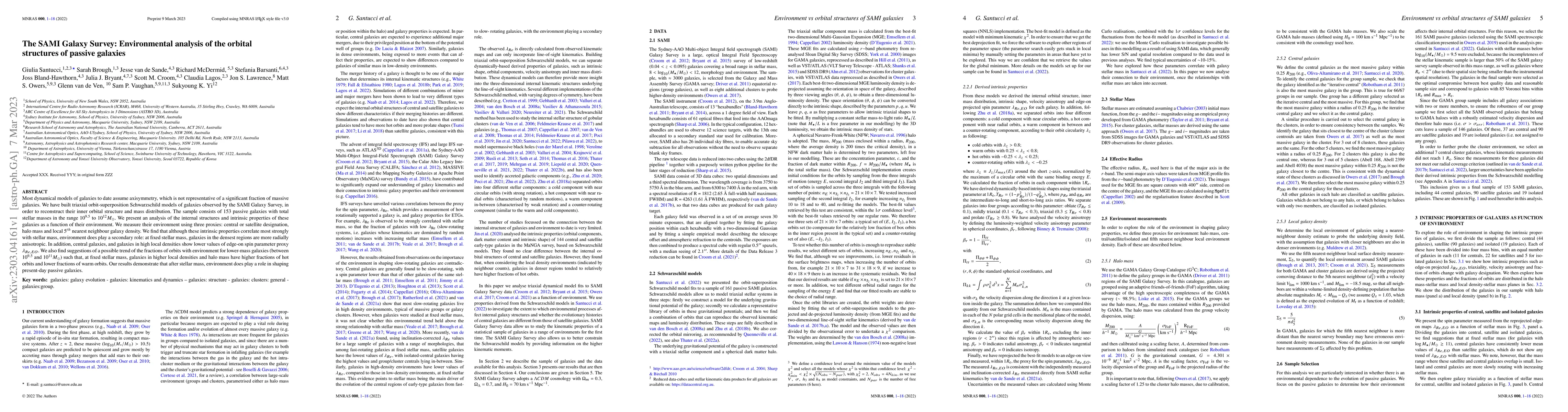 Thumbnail for The SAMI Galaxy Survey: Environmental analysis of the orbital structures
  of passive galaxies