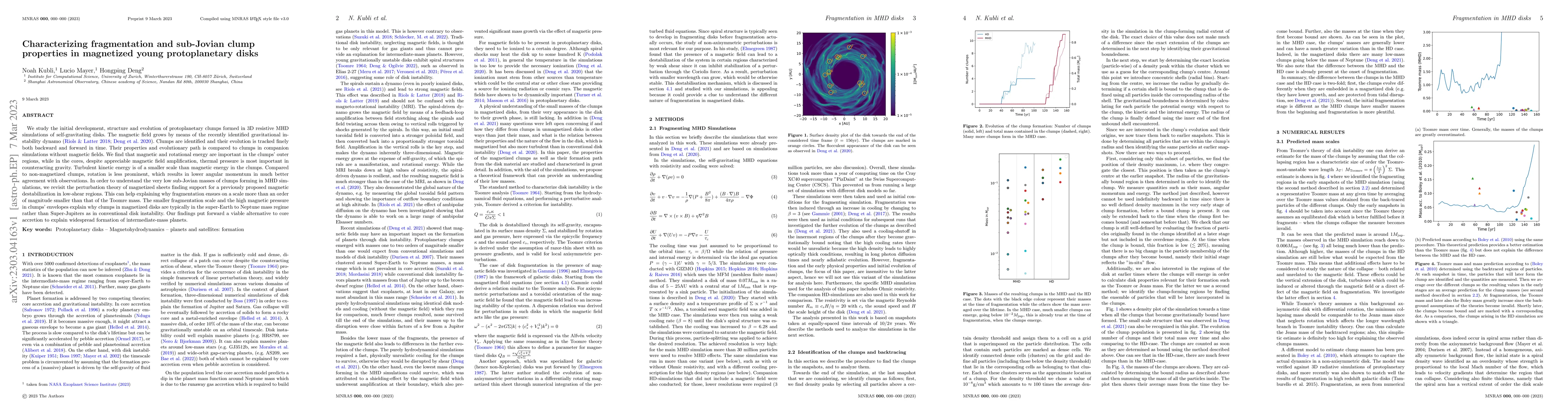 Thumbnail for Characterizing fragmentation and sub-Jovian clump properties in
  magnetized young protoplanetary disks