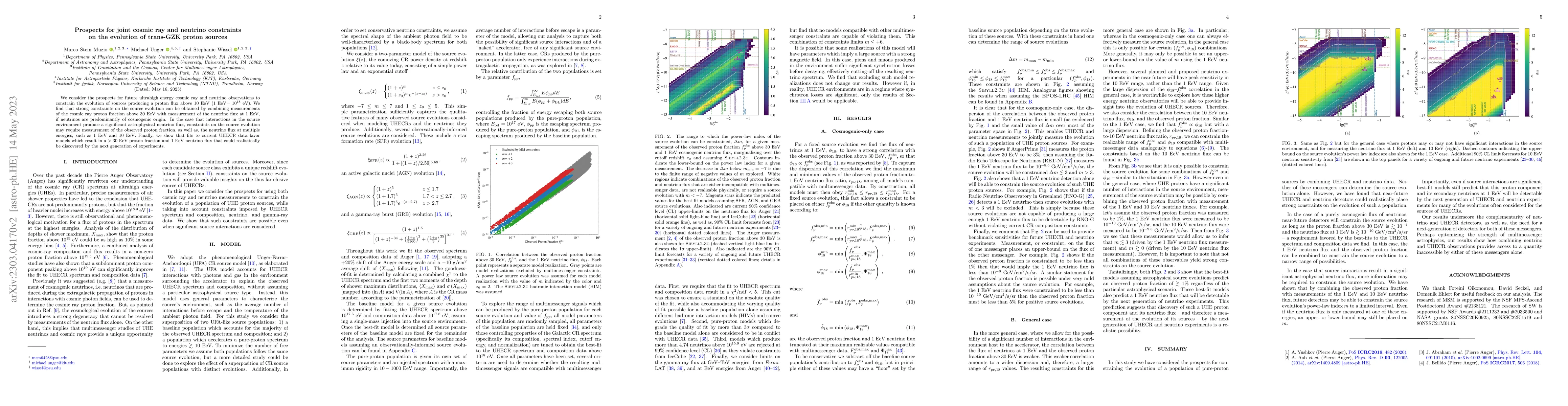 Thumbnail for Prospects for joint cosmic ray and neutrino constraints on the evolution
  of trans-GZK proton sources