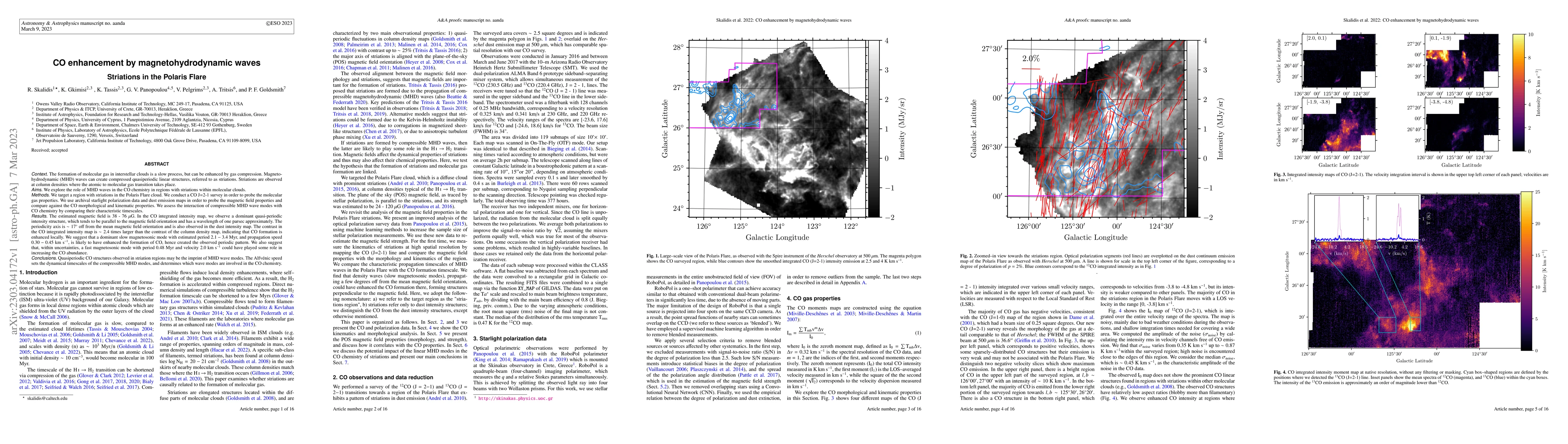 Thumbnail for CO enhancement by magnetohydrodynamic waves; Striations in the Polaris
  Flare