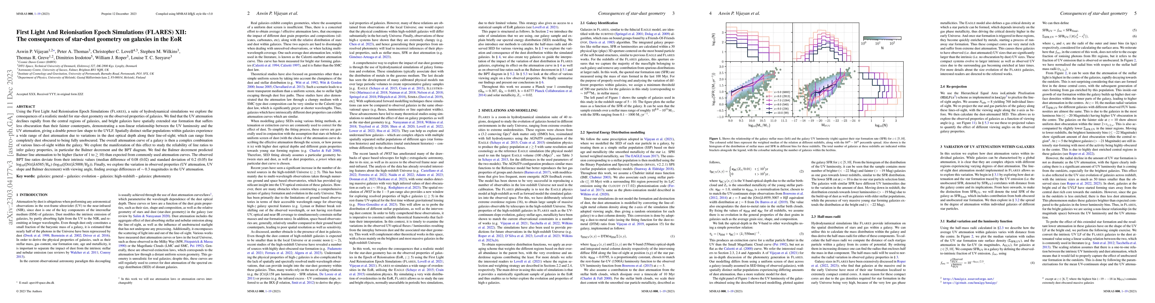 Thumbnail for First Light And Reionisation Epoch Simulations (FLARES) XII: The
  consequences of star-dust geometry on galaxies in the EoR