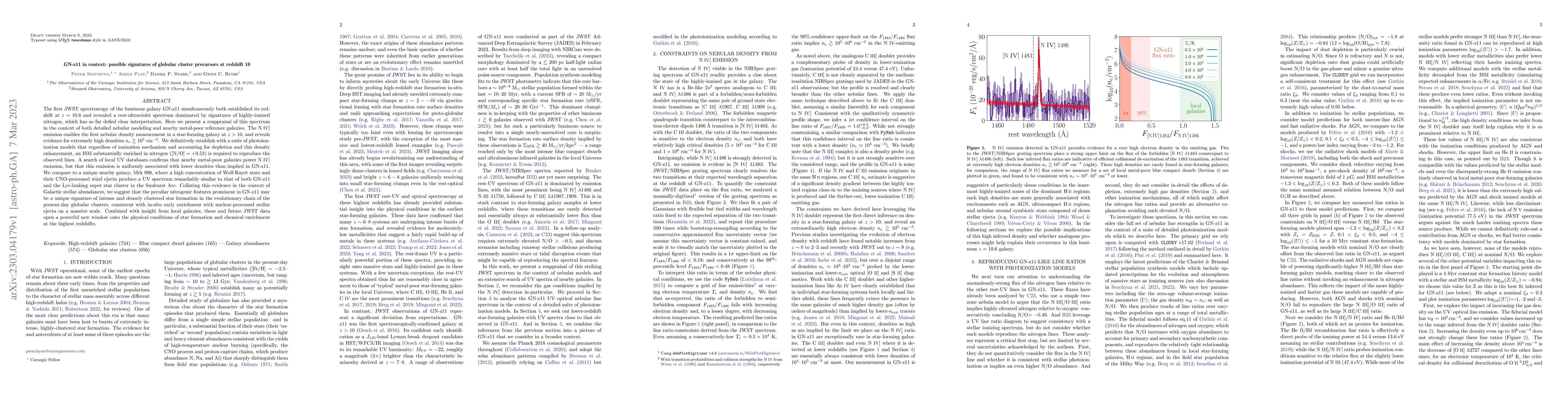 Thumbnail for GN-z11 in context: possible signatures of globular cluster precursors at
  redshift 10