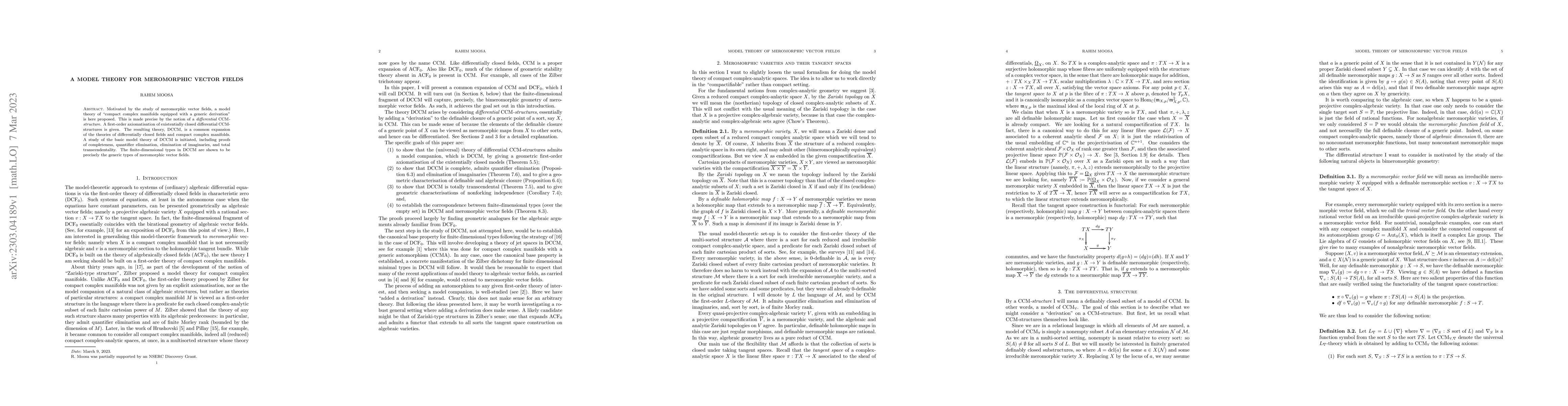 Thumbnail for A model theory for meromorphic vector fields