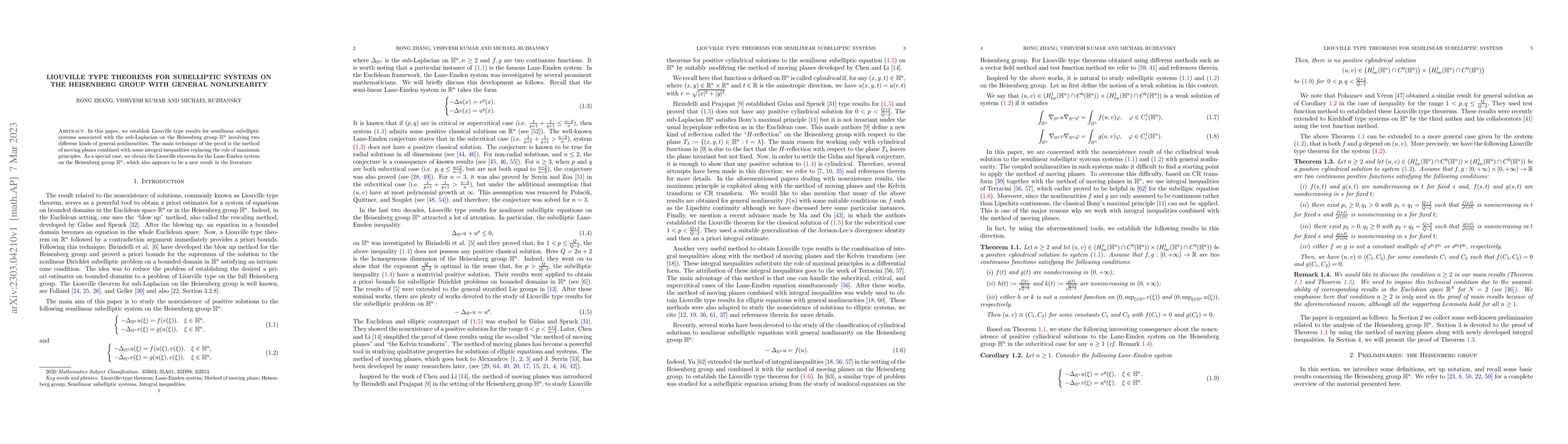 Thumbnail for Liouville type theorems for subelliptic systems on the Heisenberg group
  with general nonlinearity
