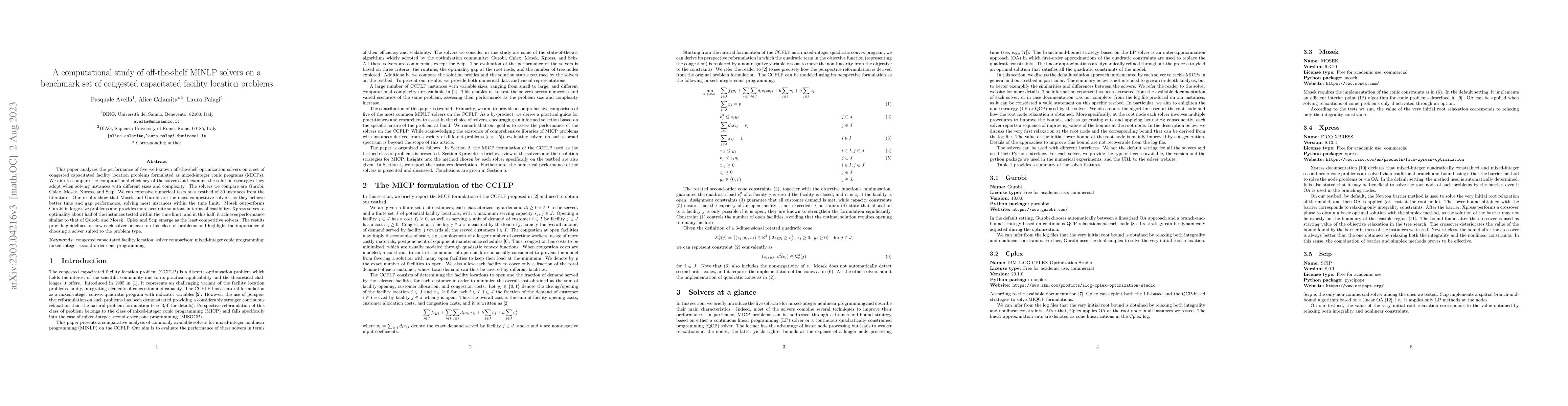 Thumbnail for A computational study of off-the-shelf MINLP solvers on a benchmark set
  of congested capacitated facility location problems
