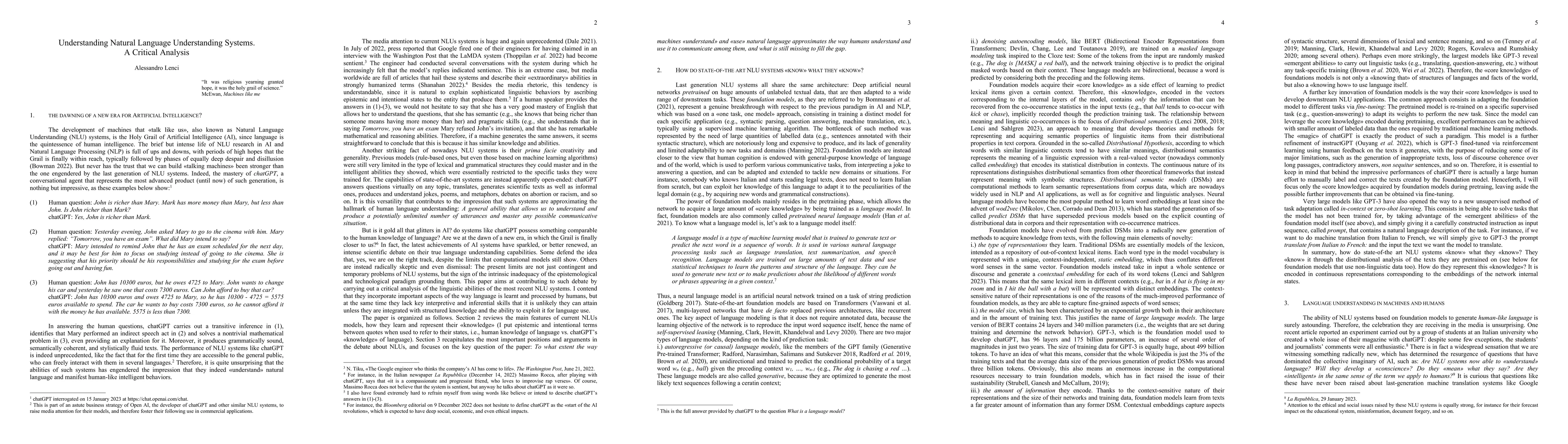 Thumbnail for Understanding Natural Language Understanding Systems. A Critical
  Analysis