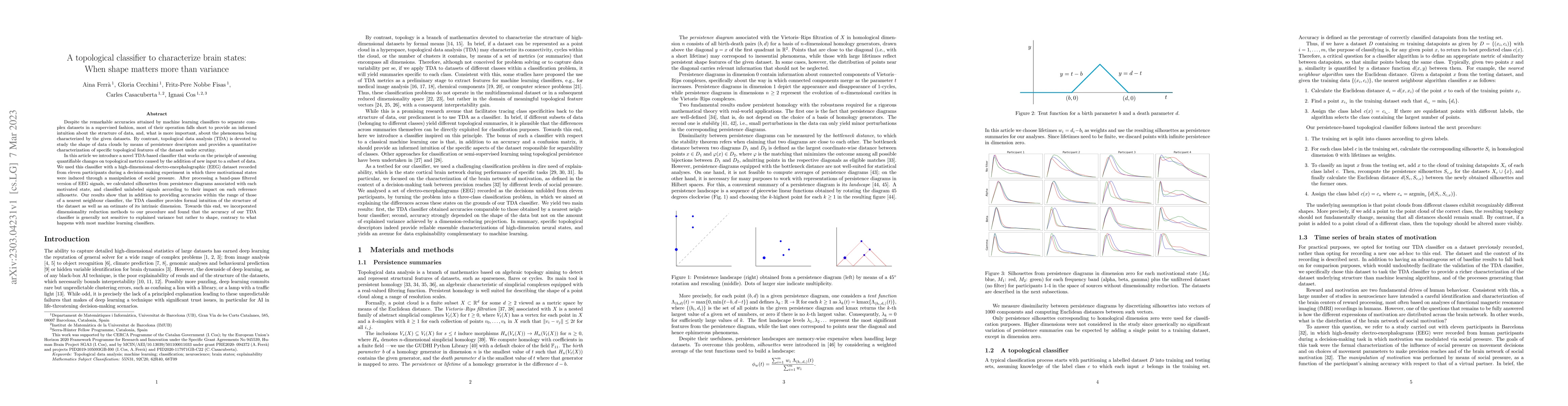 Thumbnail for A topological classifier to characterize brain states: When shape
  matters more than variance