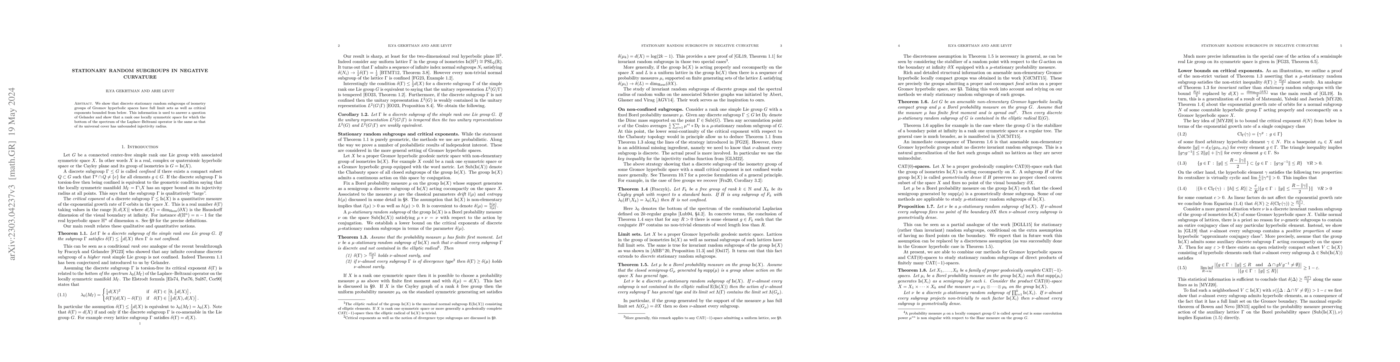 Thumbnail for Stationary random subgroups in negative curvature