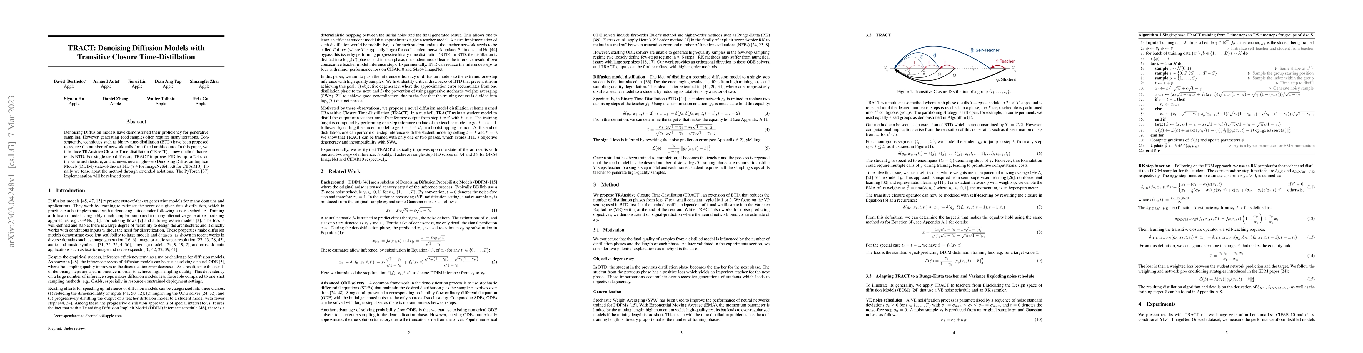 Thumbnail for TRACT: Denoising Diffusion Models with Transitive Closure
  Time-Distillation