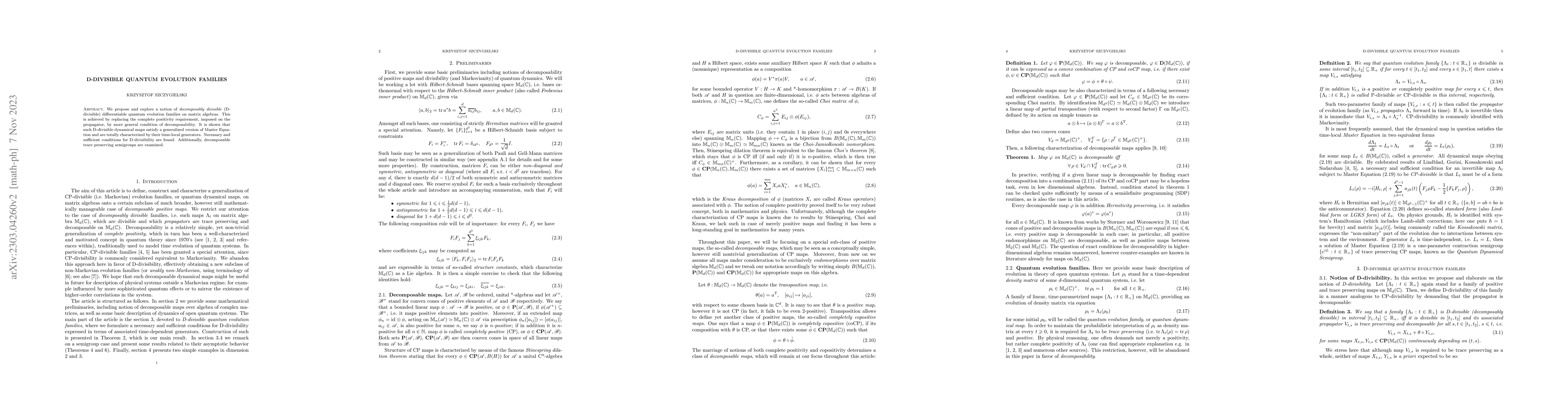 Thumbnail for D-divisible quantum evolution families