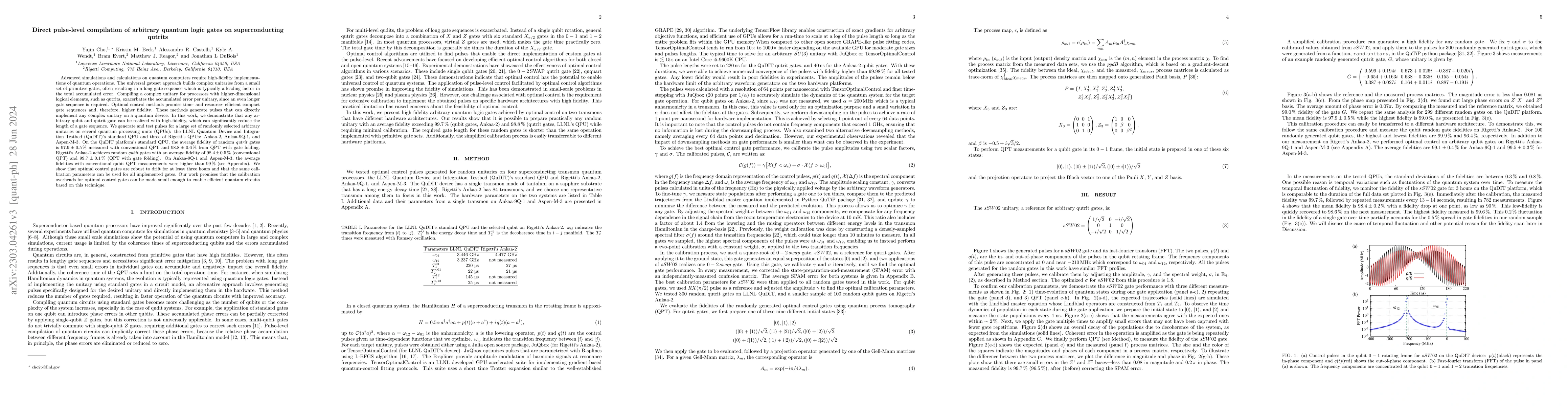 Thumbnail for Direct pulse-level compilation of arbitrary quantum logic gates on
  superconducting qutrits