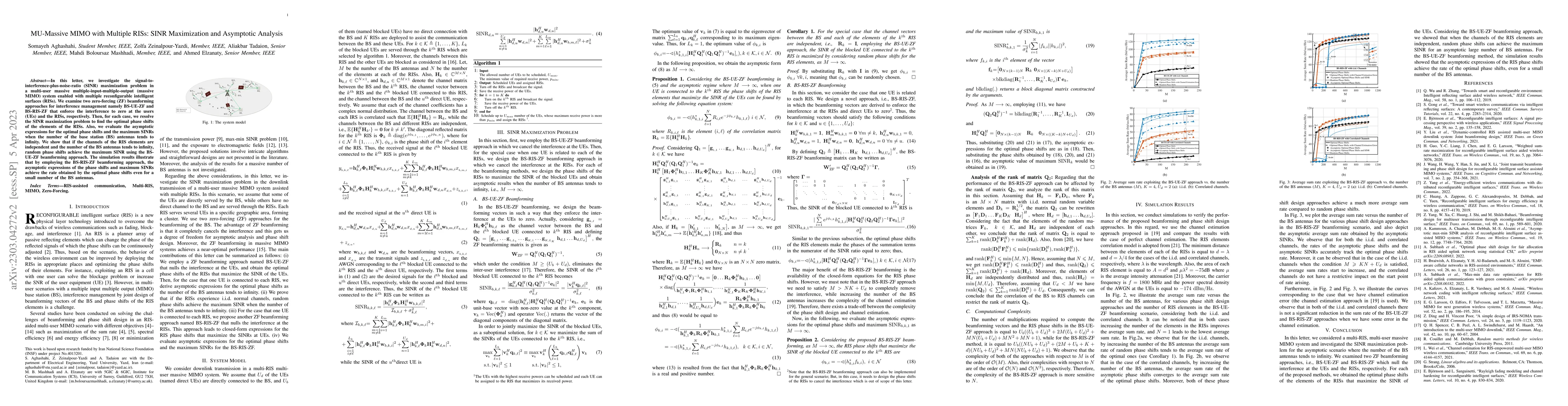 Thumbnail for MU-Massive MIMO with Multiple RISs: SINR Maximization and Asymptotic
  Analysis