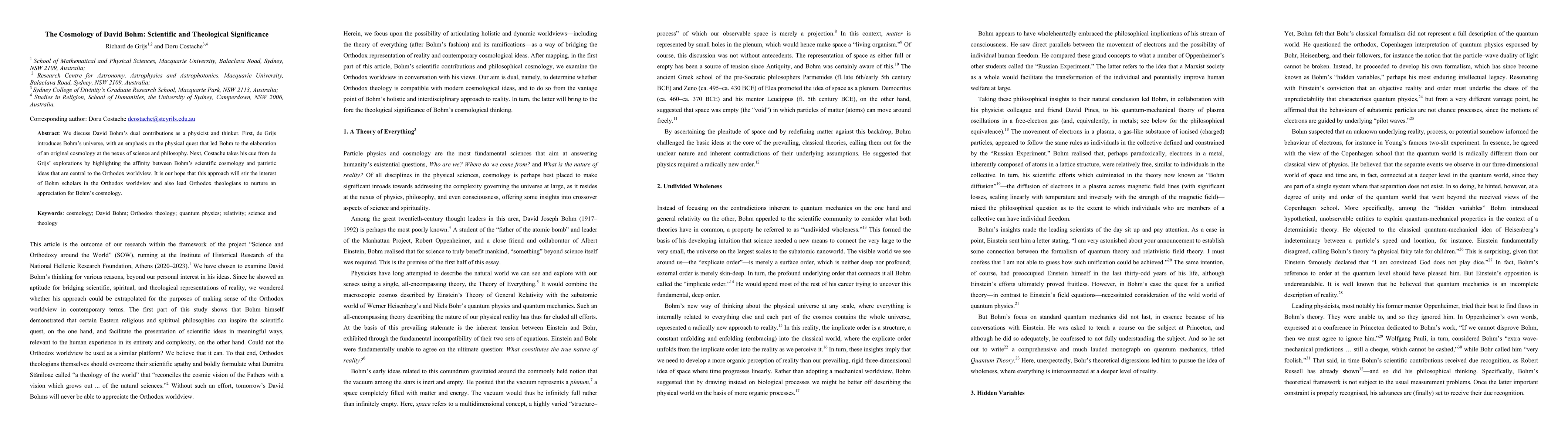 Thumbnail for The Cosmology of David Bohm: Scientific and Theological Significance