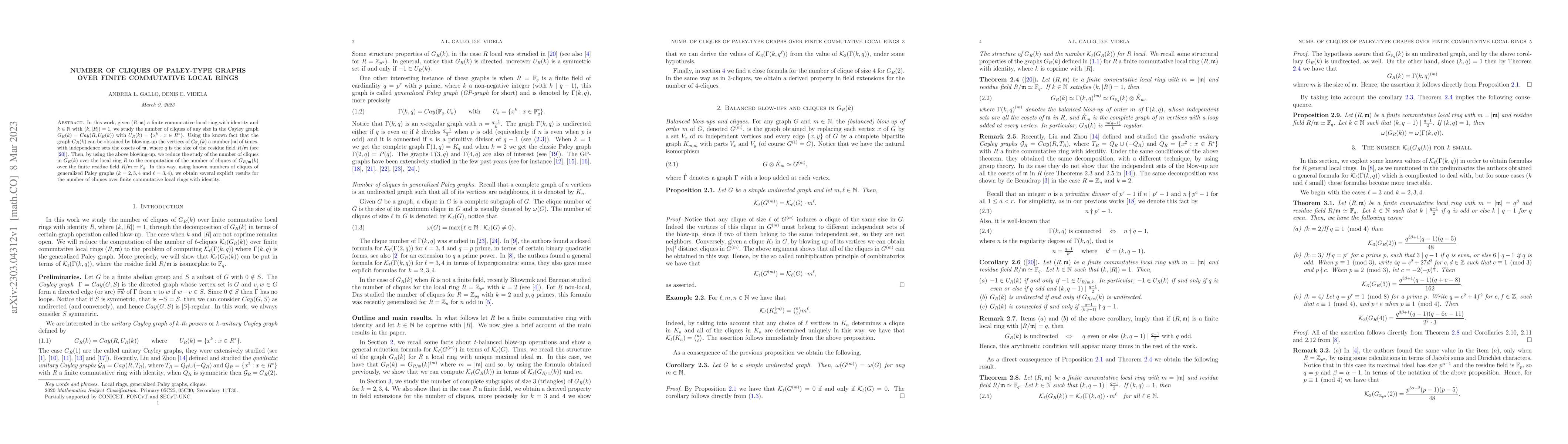 Thumbnail for Number of cliques of Paley-type graphs over finite commutative local
  rings
