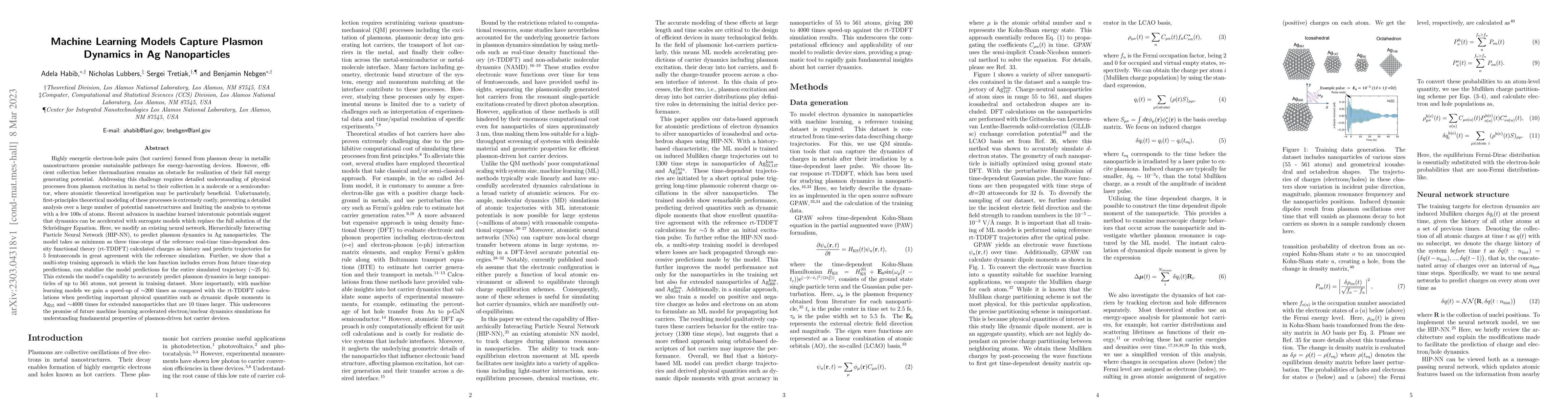 Thumbnail for Machine Learning Models Capture Plasmon Dynamics in Ag Nanoparticles