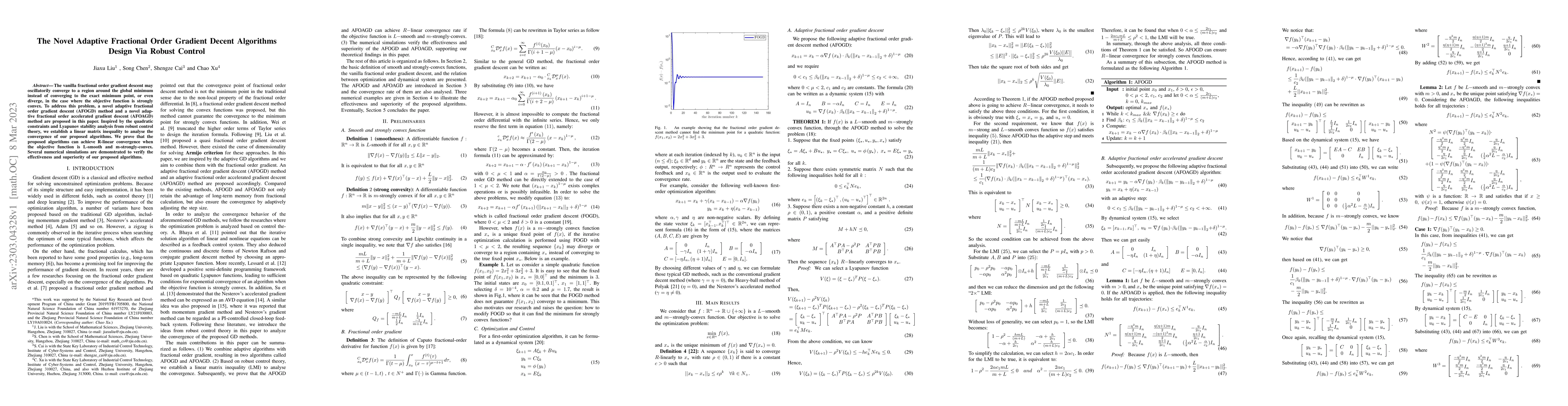 Thumbnail for The Novel Adaptive Fractional Order Gradient Decent Algorithms Design
  via Robust Control