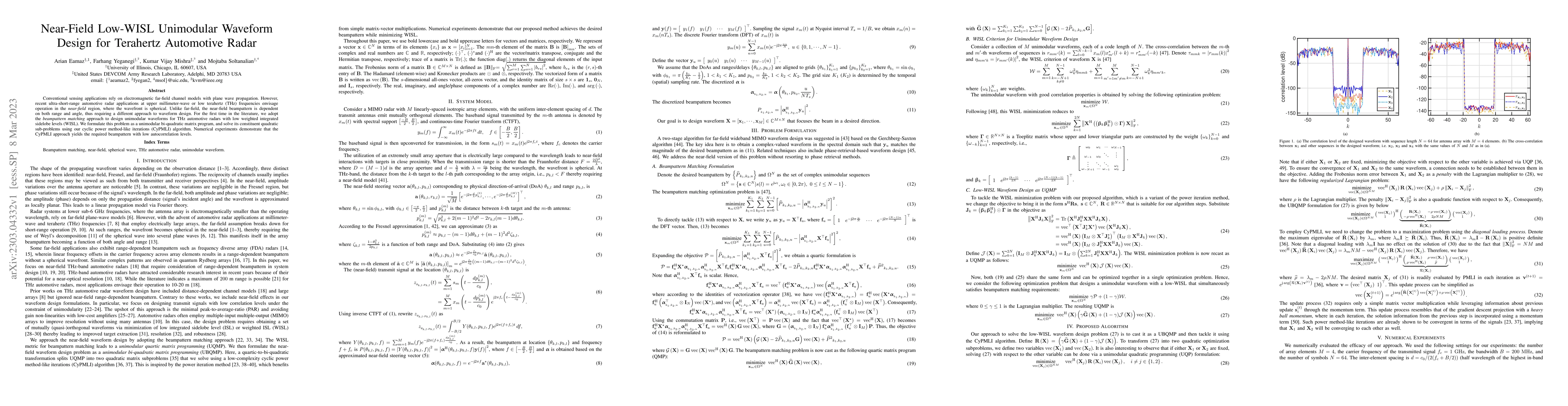Thumbnail for Near-Field Low-WISL Unimodular Waveform Design for Terahertz Automotive
  Radar