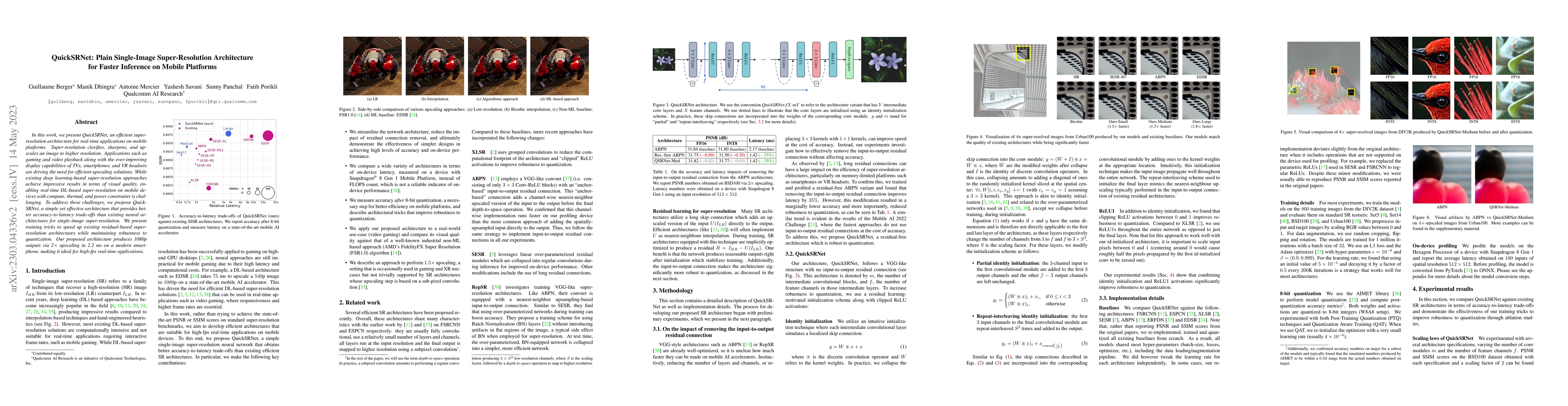 Thumbnail for QuickSRNet: Plain Single-Image Super-Resolution Architecture for Faster
  Inference on Mobile Platforms