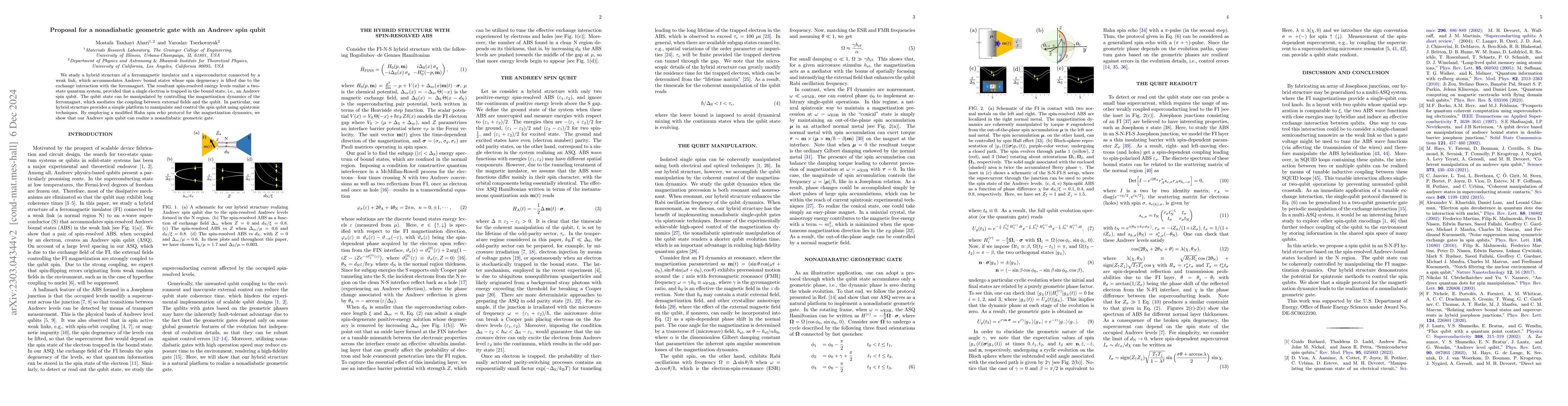 Thumbnail for Andreev spin qubit: A nonadiabatic geometric gate