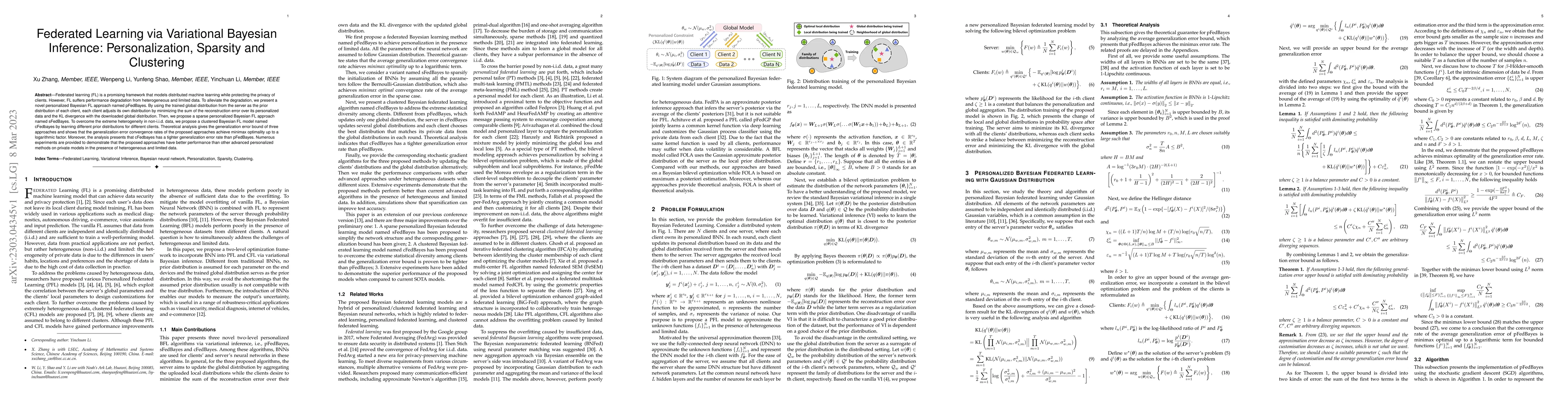Thumbnail for Federated Learning via Variational Bayesian Inference: Personalization,
  Sparsity and Clustering