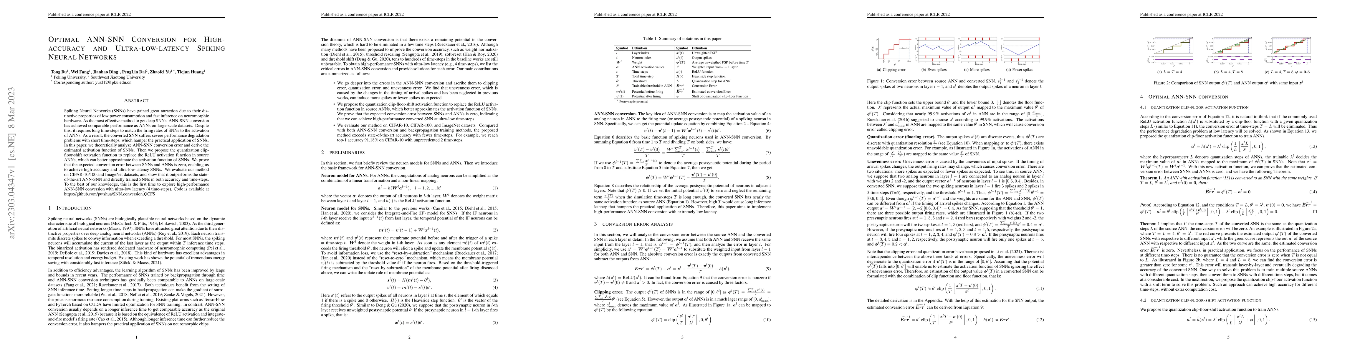 Thumbnail for Optimal ANN-SNN Conversion for High-accuracy and Ultra-low-latency
  Spiking Neural Networks