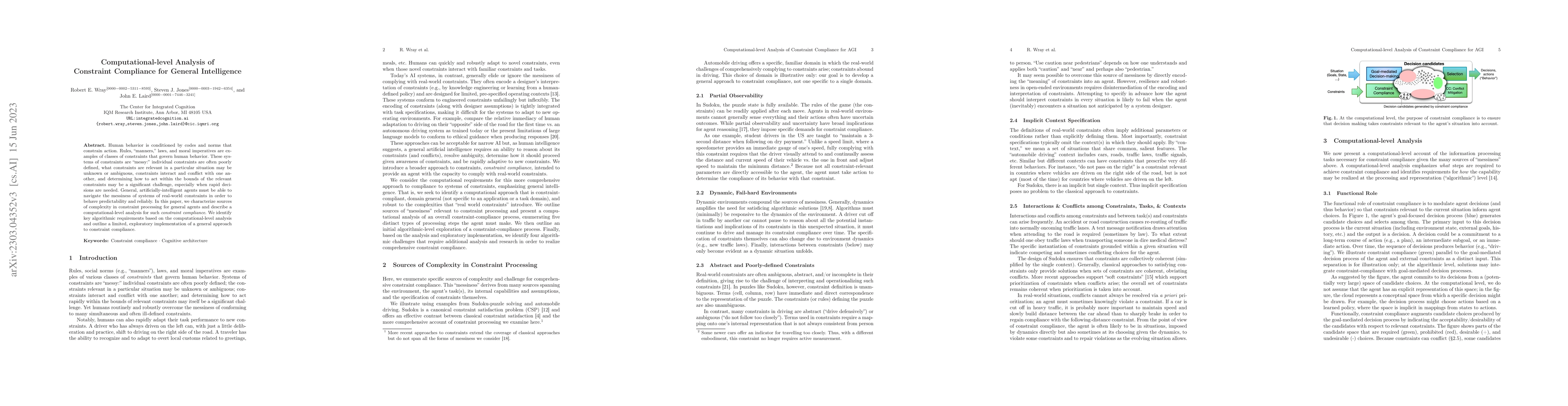 Thumbnail for Computational-level Analysis of Constraint Compliance for General
  Intelligence