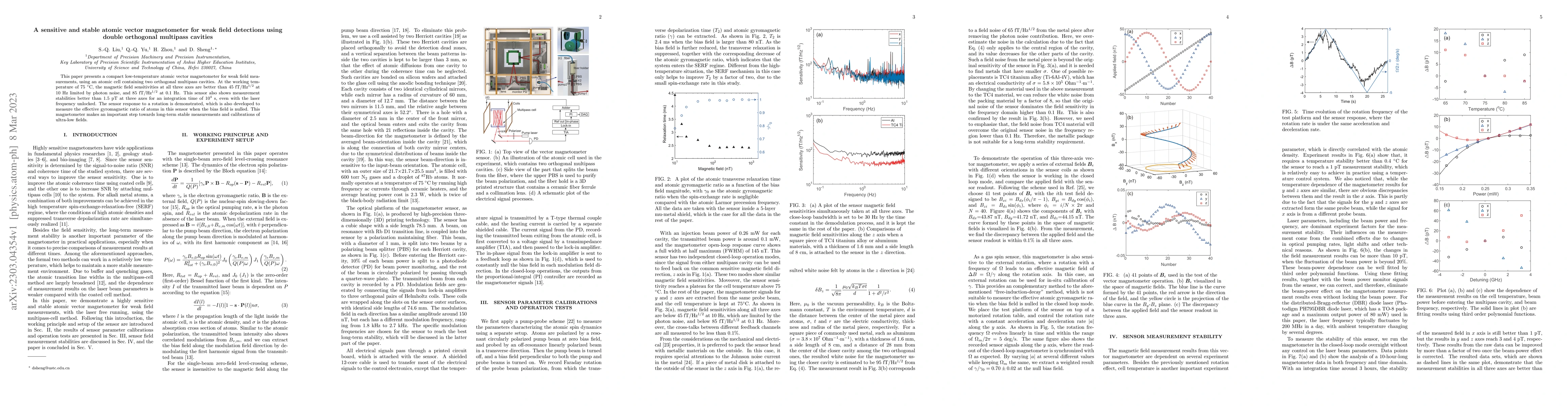 Thumbnail for A sensitive and stable atomic vector magnetometer for weak field
  detections using double orthogonal multipass cavities
