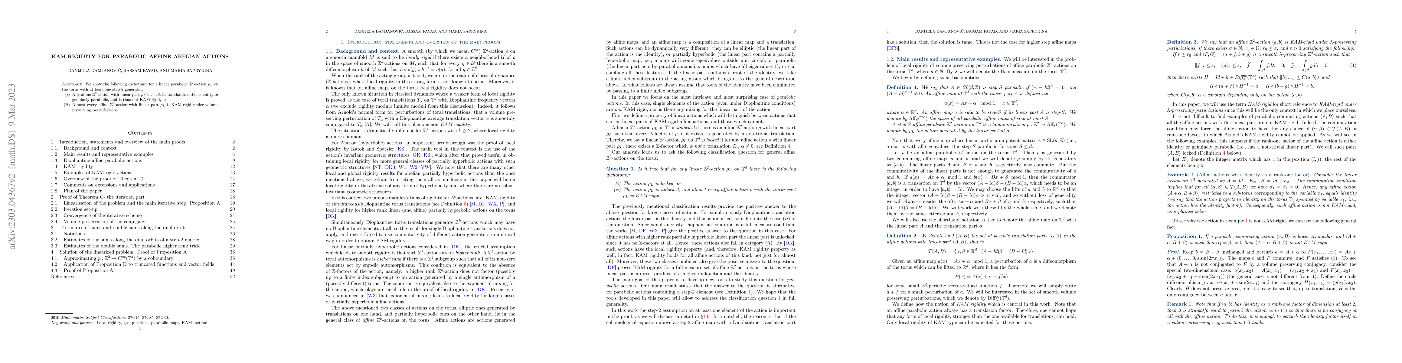 Thumbnail for KAM-rigidity for parabolic affine abelian actions