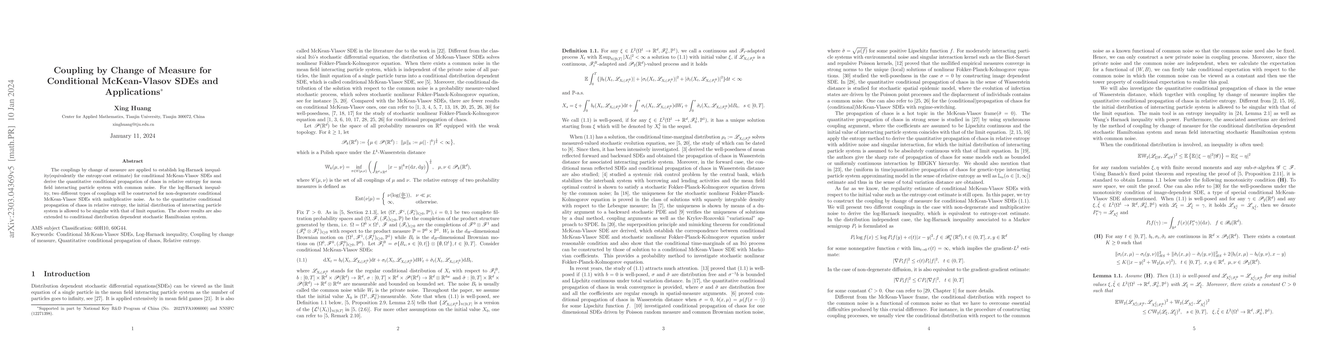 Thumbnail for Coupling by Change of Measure for Conditional McKean-Vlasov SDEs and
  Applications