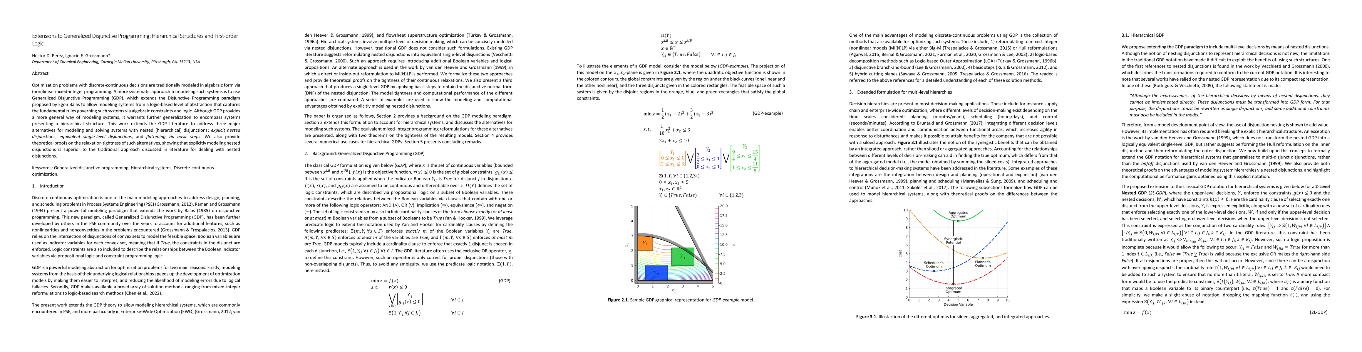 Thumbnail for Extensions to Generalized Disjunctive Programming: Hierarchical
  Structures and First-order Logic