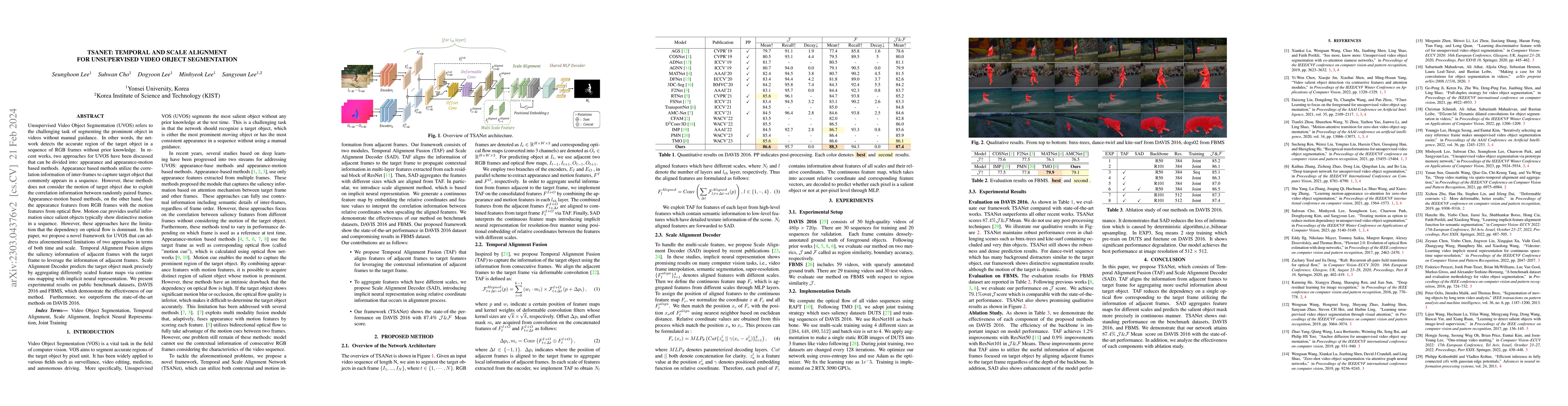 Thumbnail for Tsanet: Temporal and Scale Alignment for Unsupervised Video Object
  Segmentation