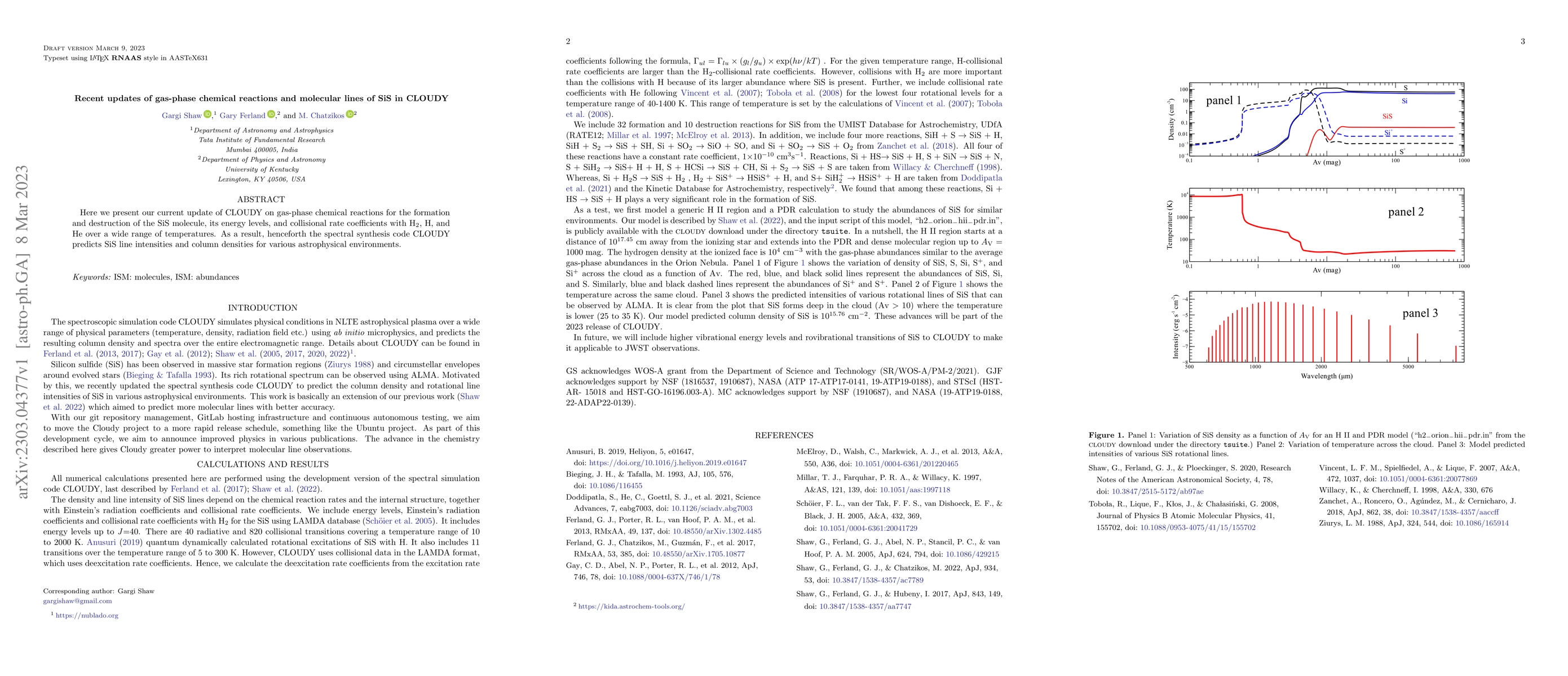 Thumbnail for Recent updates of gas-phase chemical reactions and molecular lines of
  SiS in CLOUDY