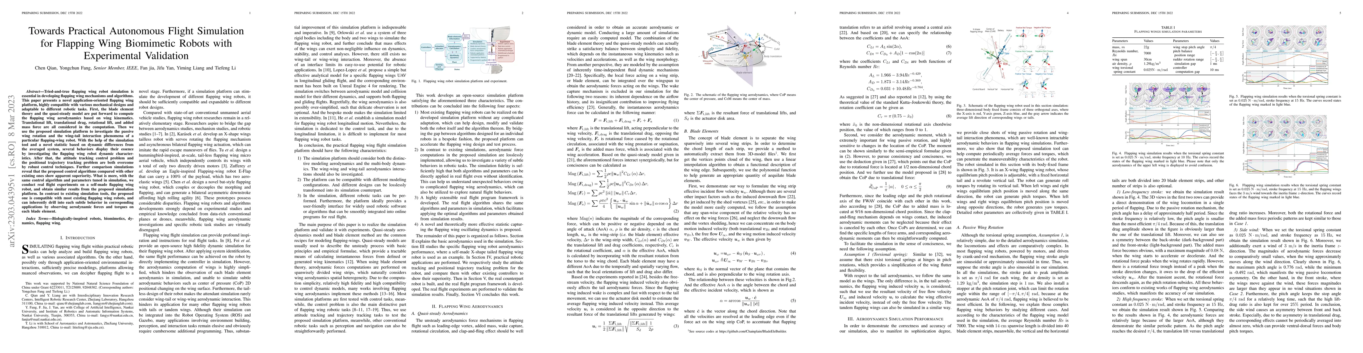 Thumbnail for Towards Practical Autonomous Flight Simulation for Flapping Wing
  Biomimetic Robots with Experimental Validation