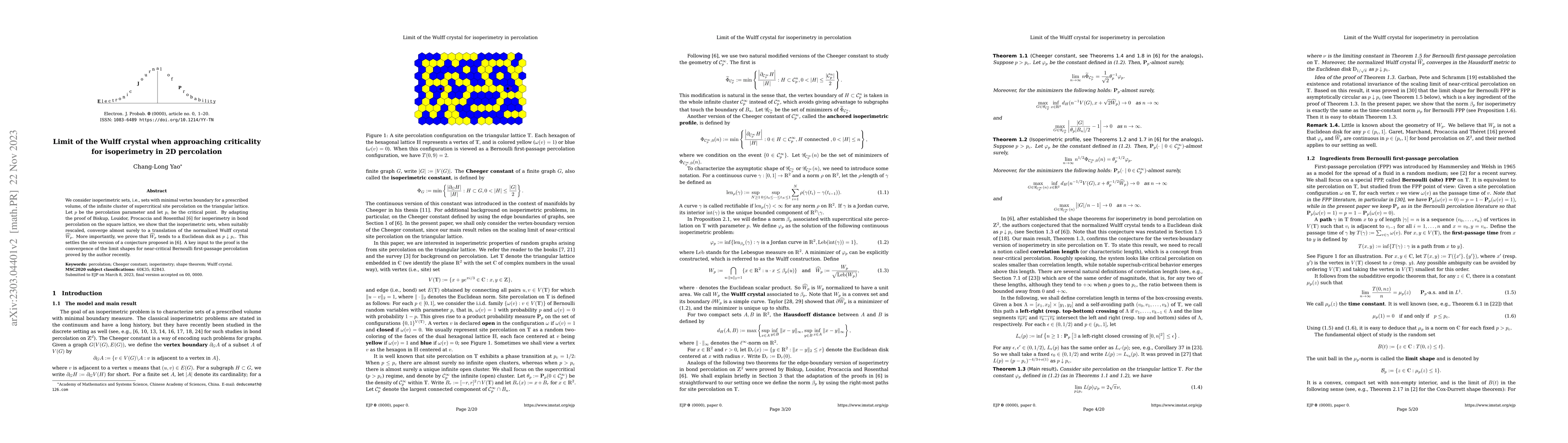 Thumbnail for Limit of the Wulff crystal when approaching criticality for isoperimetry
  in 2D percolation