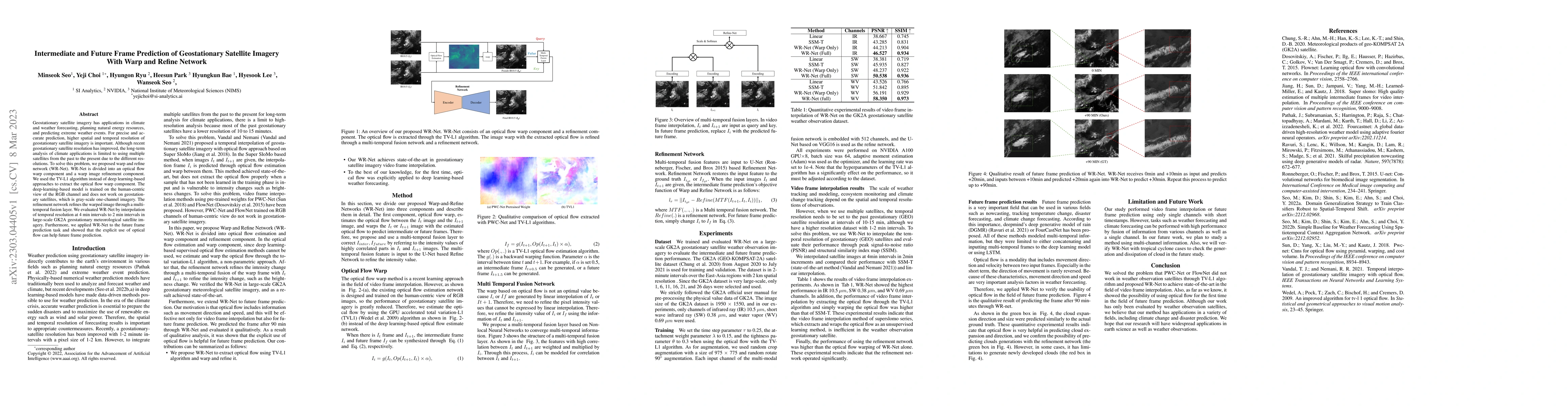 Thumbnail for Intermediate and Future Frame Prediction of Geostationary Satellite
  Imagery With Warp and Refine Network