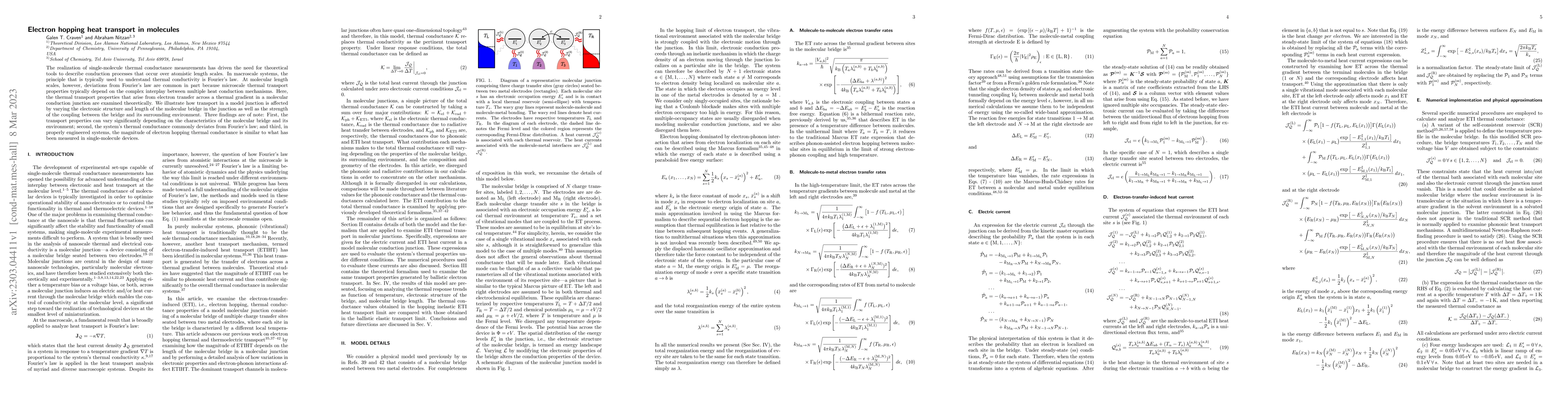 Thumbnail for Electron hopping heat transport in molecules