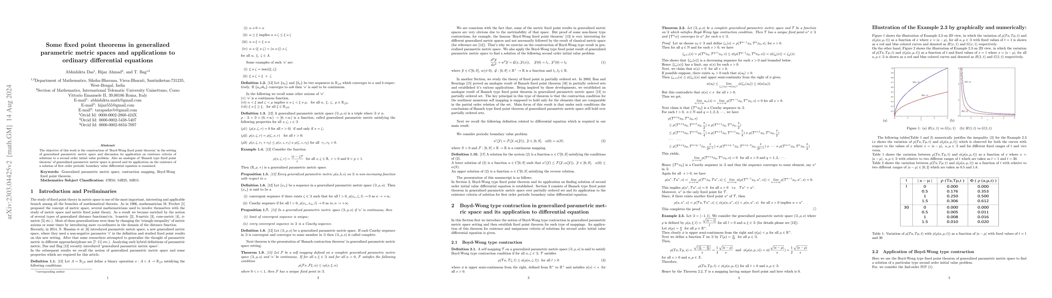 Thumbnail for Some fixed point theorems in generalized parametric metric spaces and
  applications to ordinary differential equations
