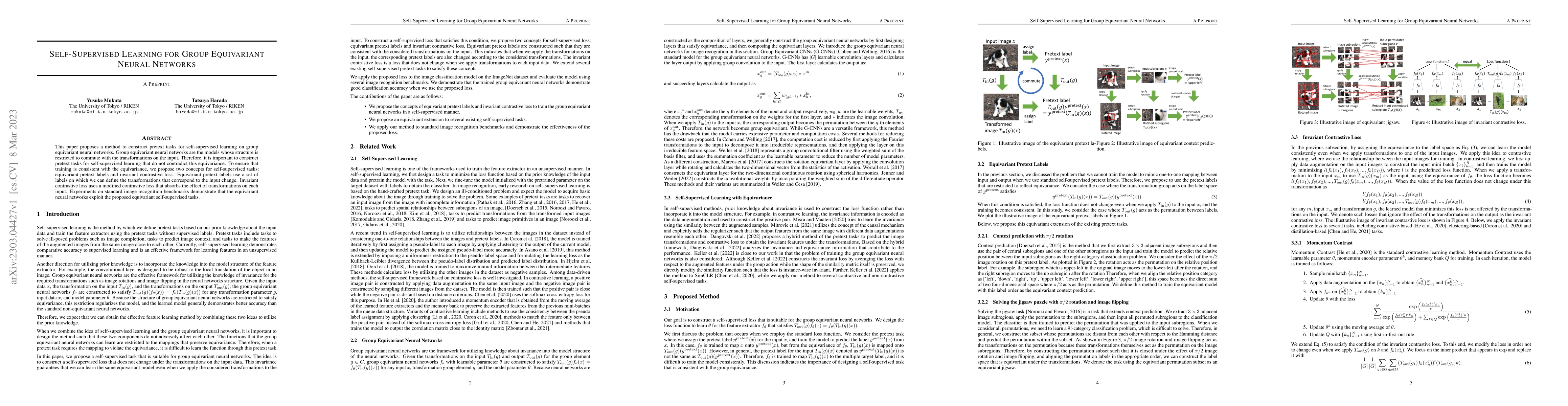 Thumbnail for Self-Supervised Learning for Group Equivariant Neural Networks