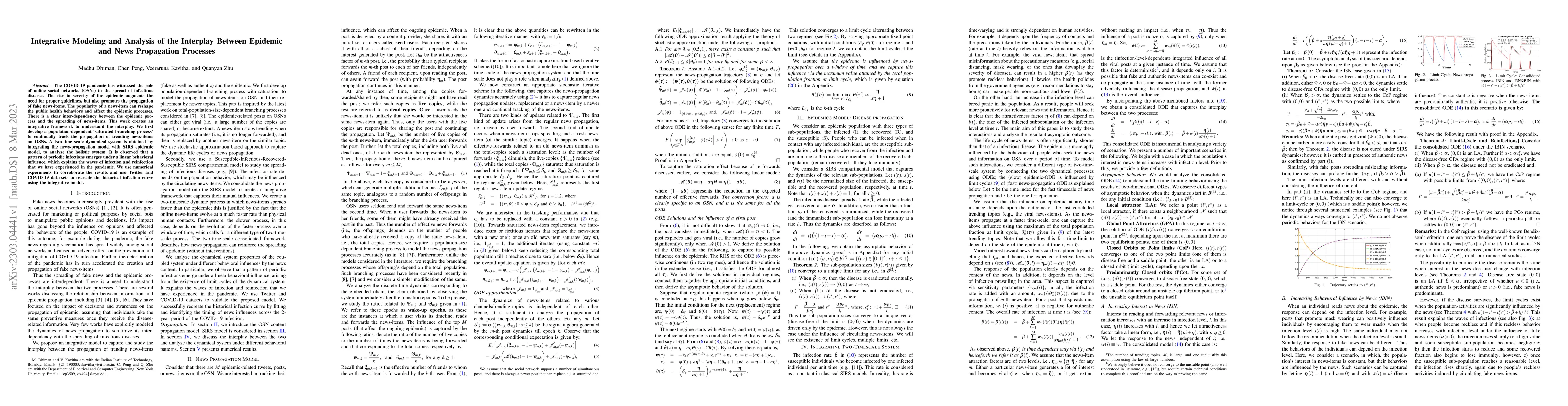 Thumbnail for Integrative Modeling and Analysis of the Interplay Between Epidemic and
  News Propagation Processes