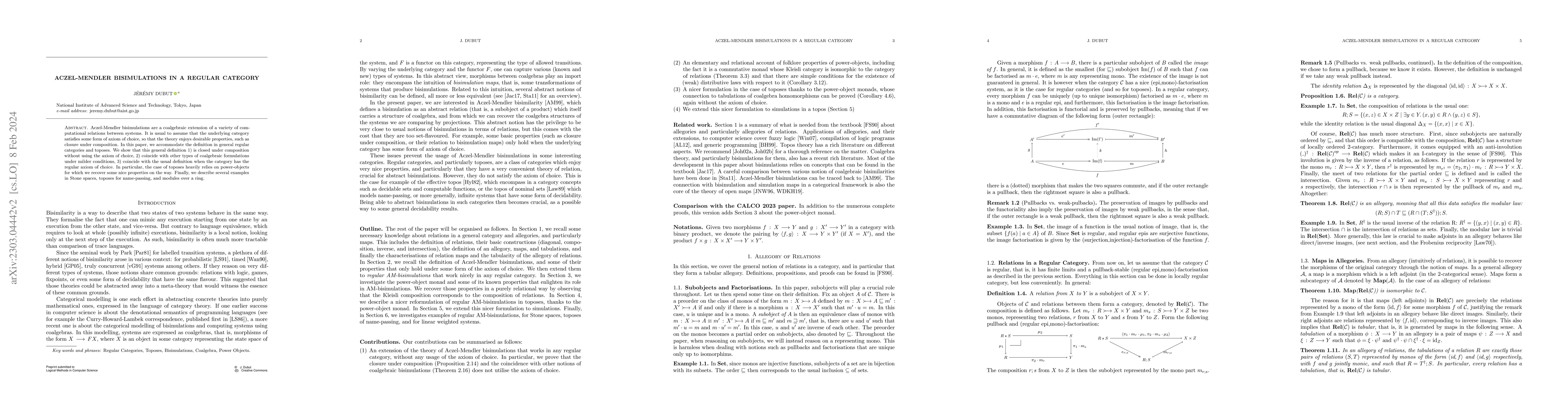Thumbnail for Aczel-Mendler Bisimulations in a Regular Category