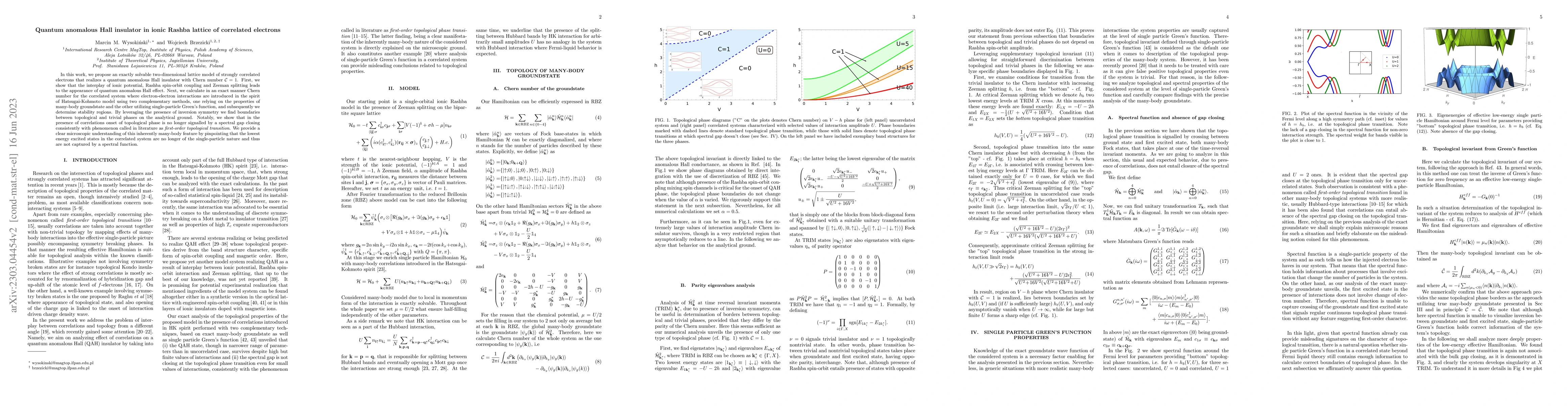 Thumbnail for Quantum anomalous Hall insulator in ionic Rashba lattice of correlated
  electrons