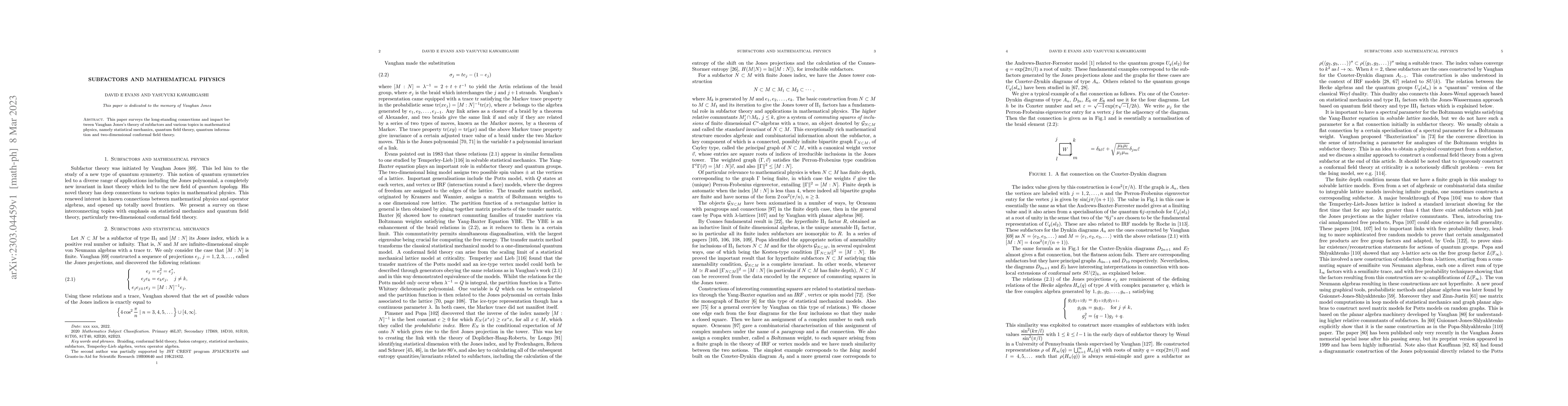 Thumbnail for Subfactors and Mathematical Physics